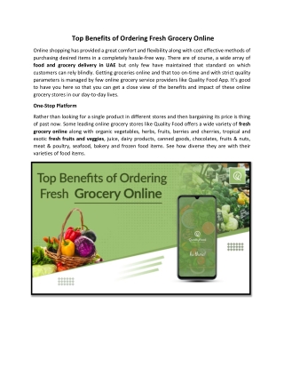 Top Benefits of Ordering Fresh Grocery Online