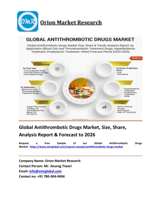 Global Antithrombotic Drugs Market Trends, Size, Competitive Analysis and Forecast 2020-2026