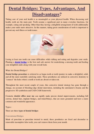 Dental Bridges: Types, Advantages, And Disadvantages?