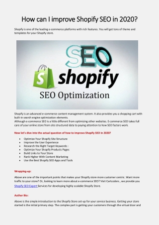 How can I improve Shopify SEO in 2020?