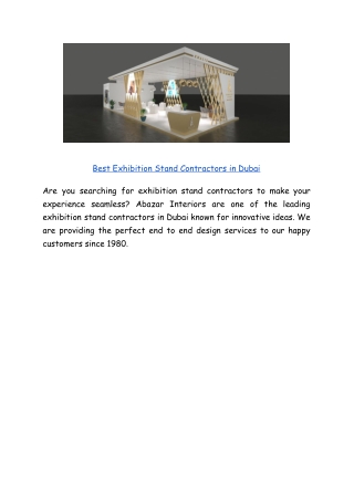 Best Exhibition Stand Contractors in Dubai