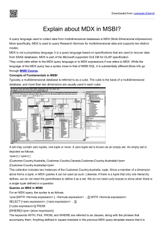 Explain about MDX in MSBI