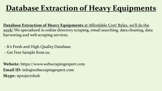 Database Extraction of Heavy Equipments