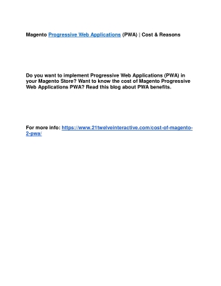 Magento Progressive Web Applications (PWA) | Cost & Reasons
