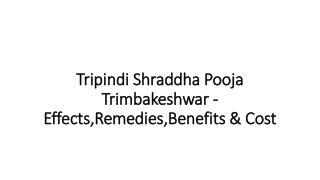 Tripindi Shraddha Pooja Trimbakeshwar - Effects,Remedies,Benefits & Cost