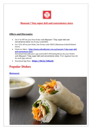 5% off - Mausam 7 Day Super Deli and Convenience Store Menu, Salisbury SA