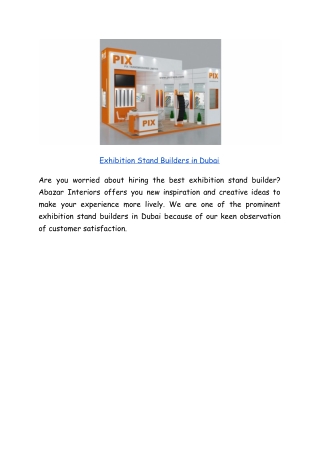 Exhibition  Stand Builders in Dubai