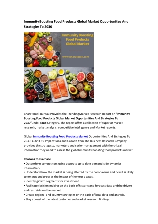 Immunity Boosting Food Products Global Market Opportunities And Strategies To 2030