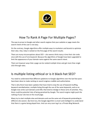 How To Rank A Page For Multiple Pages