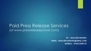 Paid Press Release Service