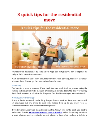 3 quick tips for the residential move