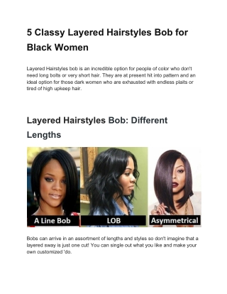 5 Classy Layered Hairstyles Bob for Black Women