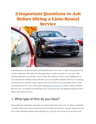 Limousine service near me