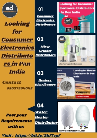 Required Consumer Electronics Distributors in Pan India