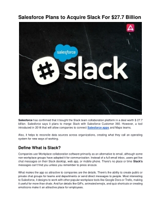 Salesforce Plans To Buy Slack For $27.7 Billion