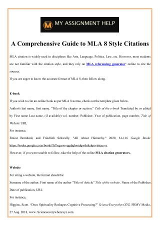 A Comprehensive Guide to MLA 8 Style Citations