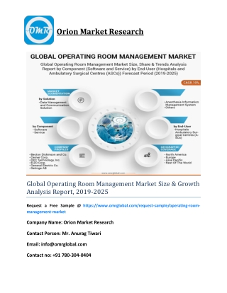 Global Operating Room Management Market Size & Growth Analysis Report, 2019-2025