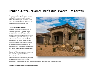 Renting Out Your Home: Here's Our Favorite Tips For You