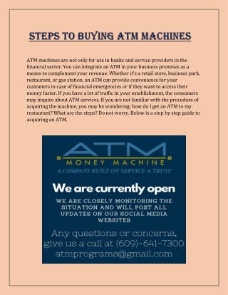 Sale ATM Machine at affordable prices in the USA at ATM Money Machine