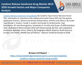 Cytokine Release Syndrome Drug Market 2019-2026 Growth Factors and Major Companies Analysis