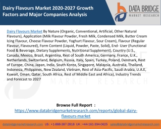 Dairy Flavours Market 2020-2027 Growth Factors and Major Companies Analysis