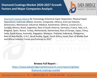 Diamond Coatings Market 2020-2027 Growth Factors and Major Companies Analysis