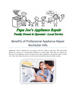 Benefits of Professional Appliance Repair Rochester Hills