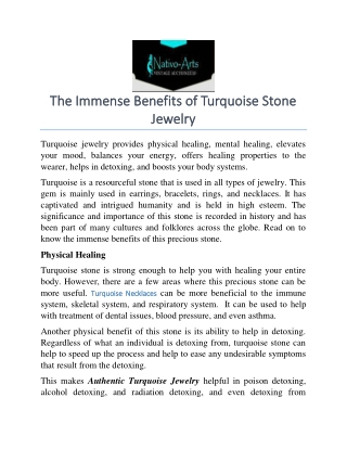 The Immense Benefits of Turquoise Stone Jewelry