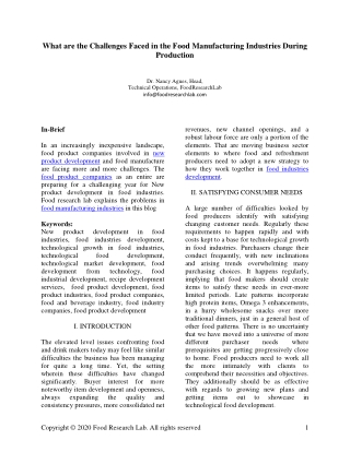 What are the challenges faced in the food manufacturing industries during production? – Foodresearchlab