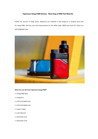 Vaporesso Swag PX80 Pod Kit Review