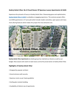 Godrej Ashok Vihar In Delhi - Upcoming Residential Project