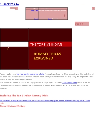 The Top Five Indian Rummy Tricks Explained