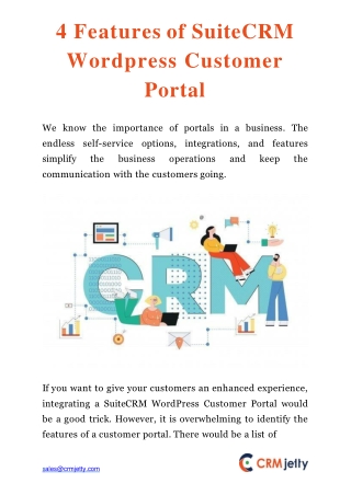 4 Features of SuiteCRM Wordpress Customer Portal