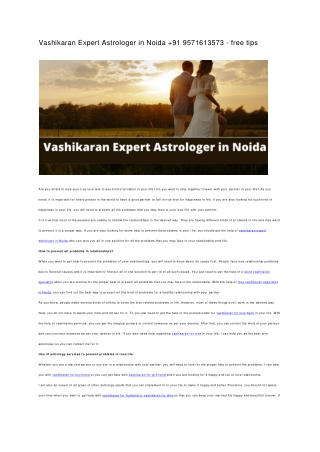 Vashikaran Expert Astrologer in Noida  91 9571613573 - free tips