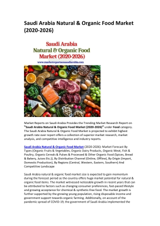 Saudi Arabia Natural & Organic Food Market (2020-2026)