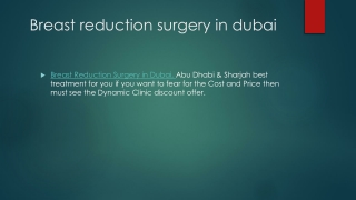 Breast Reduction Surgery in Dubai