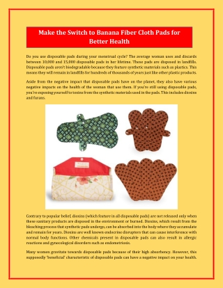 Make the Switch to Banana Fiber Cloth Pads for Better Health