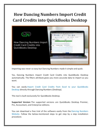 How Dancing Numbers Import Credit Card Credits into QuickBooks Desktop