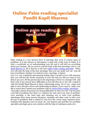 Online palm reading specialist Pandit kapil Sharma - Astrology Support