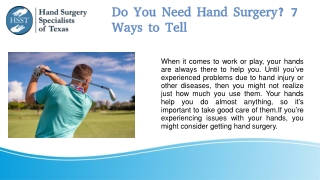 Hand Surgery Specialists Of Houston, TX