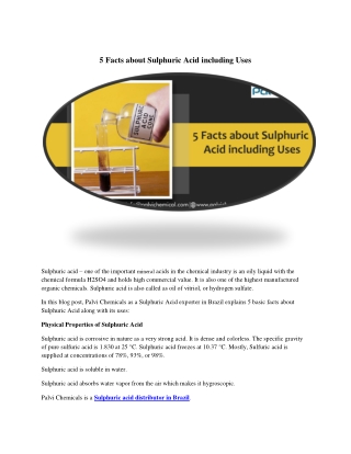 5 Facts about Sulphuric Acid including Uses