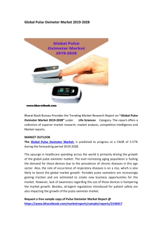 Global Pulse Oximeter Market 2019-2028