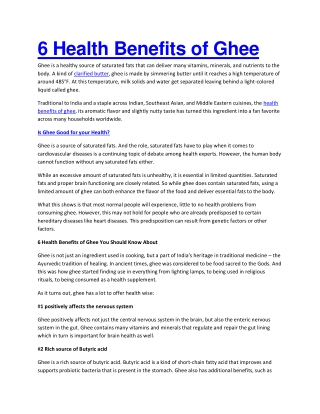 6 Health Benefits of Ghee