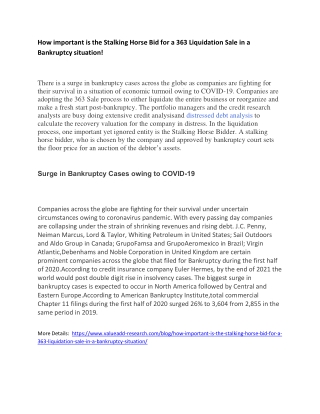 How Important Is The Stalking Horse Bid For A 363 Liquidation Sale In A Bankruptcy Situation!