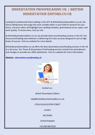 Dissertation Proofreading UK | British Dissertation Editors.co.uk