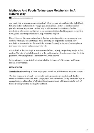 Methods And Foods To Increase Metabolism In A Natural Way