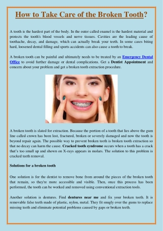 How to Take Care of the Broken Tooth?