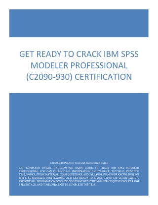 Get Ready to Crack IBM SPSS Modeler Professional (C2090-930) Certification