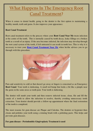 What Happens In The Emergency Root Canal Treatment?