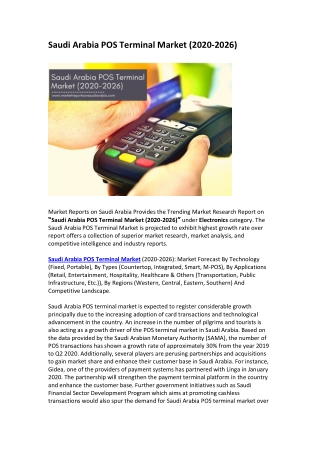 Saudi Arabia POS Terminal Market (2020-2026)